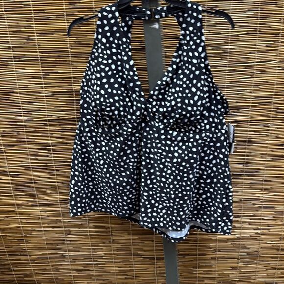 Island Escape Plus Size Printed Underwire Tankini Top, Created for Macy's - Blac - Picture 2 of 3